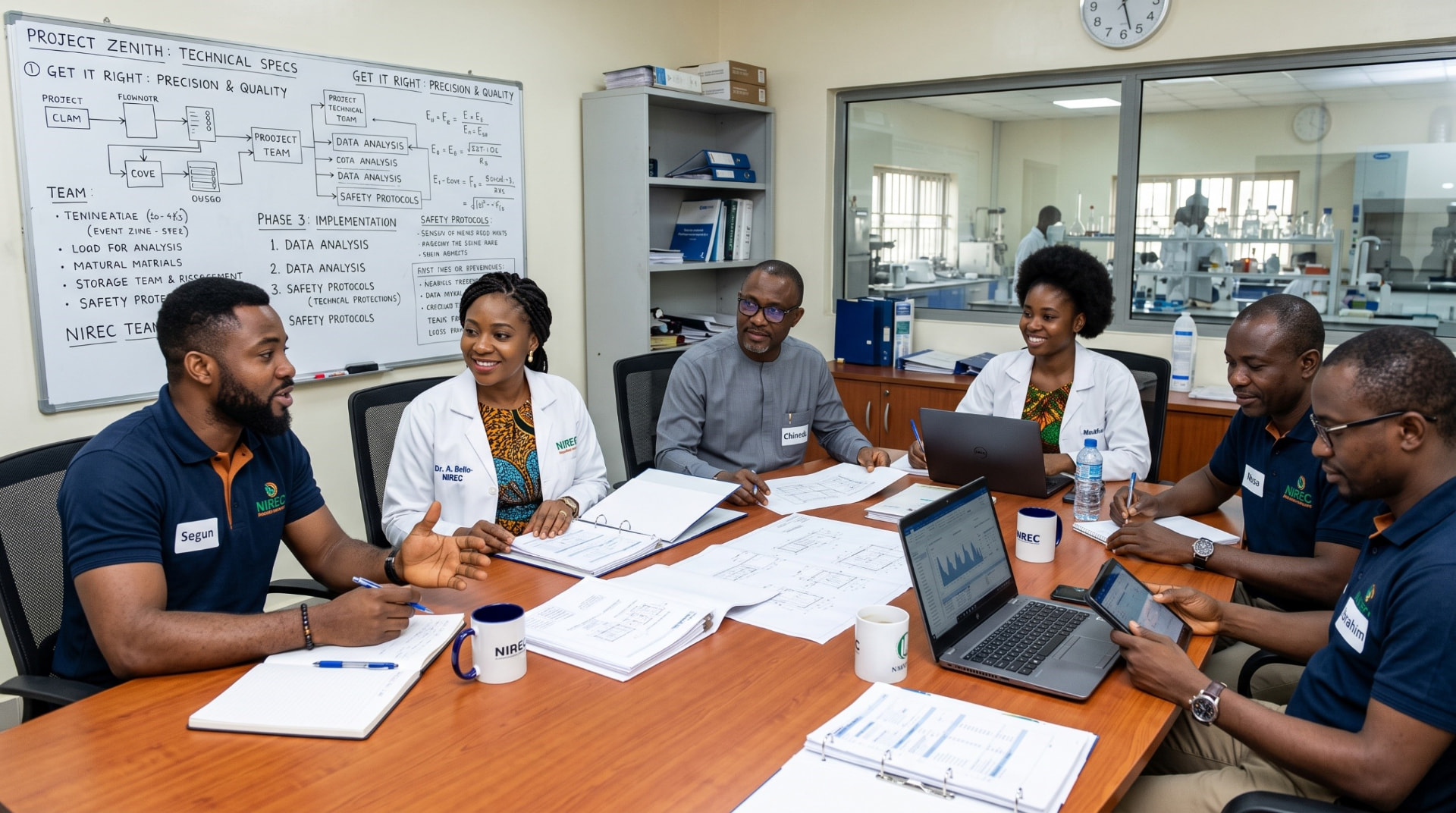 Chrysolite Scientific laboratory professionals discussing equipment in a laboratory