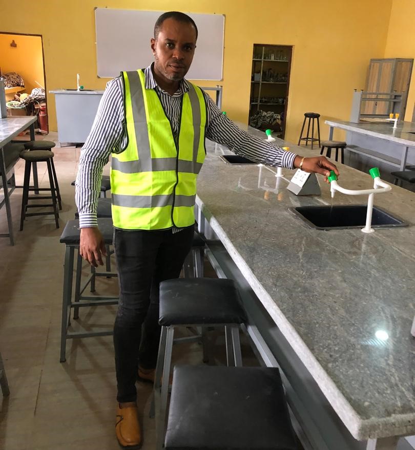 Chrysolite Scientific team member inspecting laboratory furniture and fittings